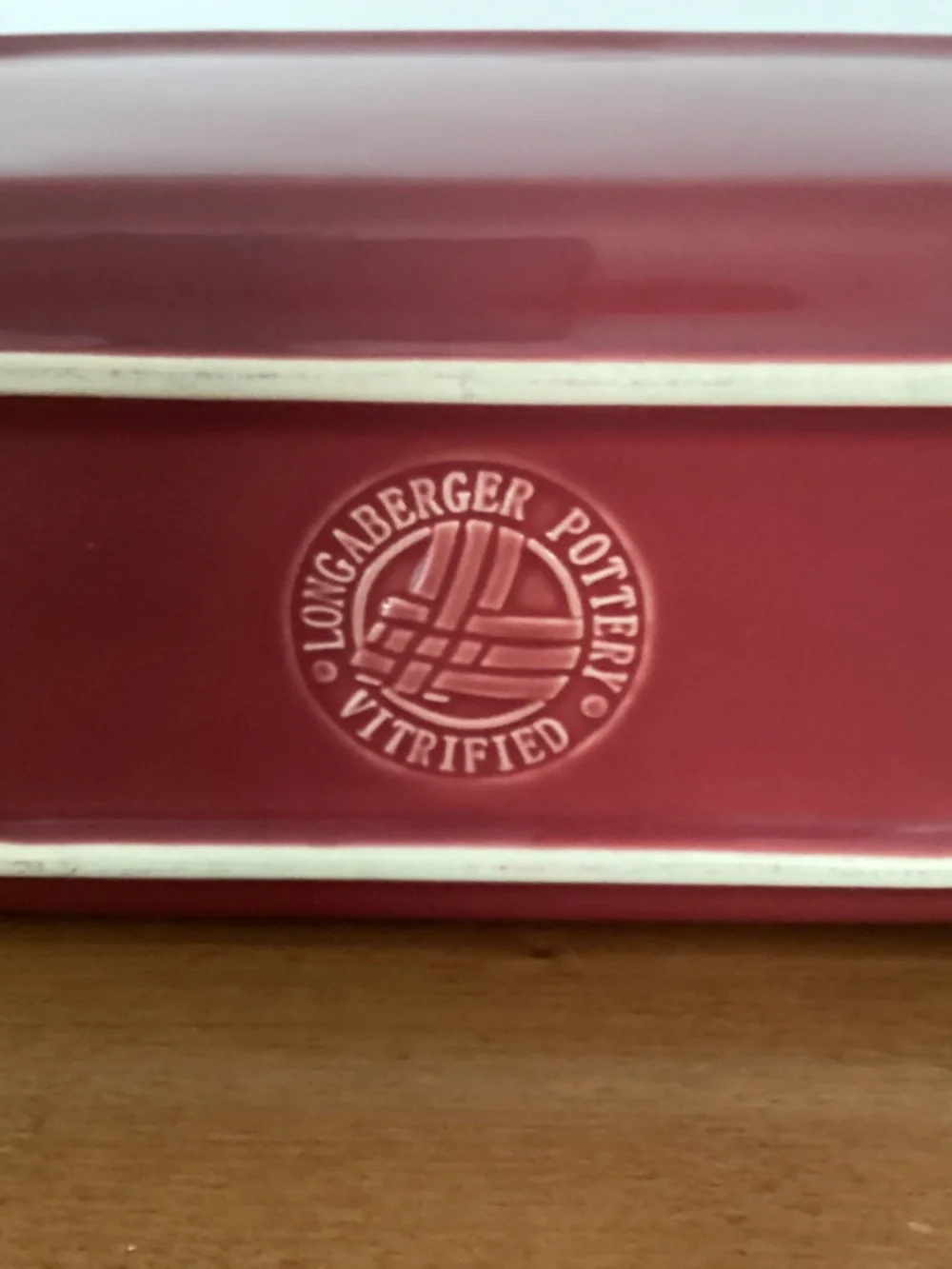 Longaberger Pottery paprika red “Woven Traditions” Mini Loaf Pan-Very Nice